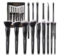 Zoreya Lot de 15 pinceaux de maquillage Kabuki de qualité supérieure avec poils synthétiques doux et sans cruauté envers les animaux, blush, estompage du visage et des ombres à paupières