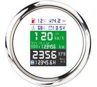 zorfar 85mm Tachimetro GPS Par Auto Contagiri Livello Carburante Temp.Acqua Pressione Olio 10Bar 6 In 1 Manometro Digitale Multifunzione Con Allarme(WS)