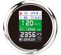 zorfar 85mm Tachimetro GPS Par Auto Contagiri Livello Carburante Temp.Acqua Pressione Olio 10Bar 6 In 1 Manometro Digitale Multifunzione Con Allarme(BS)