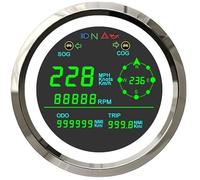 zorfar Compteur de vitesse GPS LCD 85mm avec tachymètre + feux de route, alarme, alarme de presse à huile, virage gauche/droit adapté for voiture moto camion(TLG85M-WS)