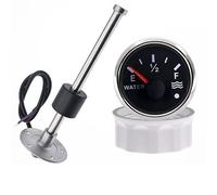 zorfar Jauge de niveau d'eau avec voyant d'alarme + capteur de niveau d'eau 0-190 Ohm 52mm indicateur de réservoir de niveau d'eau for voiture RV camping-car bateau(With 250mm sensor)
