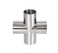 zorfar Séparateur à 4 voies en acier inoxydable SUS 304, 5 pièces, DIN 22mm-85mm, diamètre extérieur de soudage, croix de soudage, raccord sanitaire, for brassage à domicile, bière, vin(54mm 2 Thick)