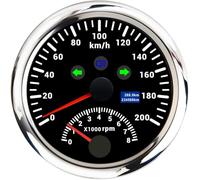 zorfar Tachymètre GPS imperméable 85MM 120/200 km/h MPH contagiri 0-8000 giri/min retroilluminazione rossa per misuratore di velocità per auto per barche a motore(200 km B)