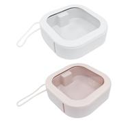 Zorfeter Lot de 2 organiseurs portables pour élastiques à cheveux, petits accessoires pour cheveux, organisateur de bijoux, boîte de rangement empilable pour voyage/filles et femmes (rose et blanc)