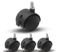 Zorfeter Lot de 4 roulettes pivotantes M8 de 3,8 cm à tige filetée avec freins en nylon noir pour meubles, chariot, armoire, étagère