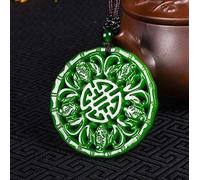 ZORILO Amulette Pendentif en Jade, Pendentif Chauve-Souris en Jade Vert Naturel Chinois Double Face évider Bijoux de Charme sculpté amulette de Mode for Hommes Femmes Cadeaux