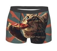 ZORIN Boxer extensible pour homme - Pour manger de la pizza - Pour manger des chats, Noir , S