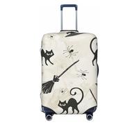 ZORIN Housse de bagage de voyage à roulettes avec chapeau de sorcière, balai, chat noir, housse de protection lavable pour bagages de 58,4 à 81,3 cm, Noir , XL