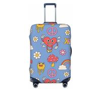 ZORIN Housse de bagage de voyage rétro Love and Hearts Housse de protection lavable pour bagages de 58,4 à 81,3 cm, Noir , M