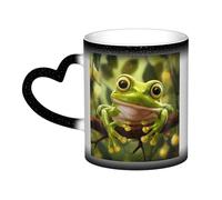 ZORIN Tasse à café du matin changeant de couleur avec branche amusante, grenouille simple, mignonne en céramique sensible à la chaleur, tasses à thé, tasses à lait, cadeaux de vacances pour femmes,