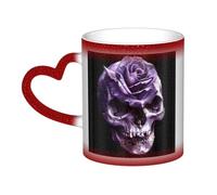 ZORIN Tasse à café du matin changeant de couleur avec crâne de roche antique amusant en céramique sensible à la chaleur - Tasses à thé à lait - Cadeaux de vacances pour femmes, hommes, famille, amis