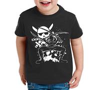Zoro Angry One Manga T-Shirt Luffy pour Enfants Anime Piece, Kinder T-Shirt Größe:134-146 (9-11 Ans), Kinder Farben:Noir