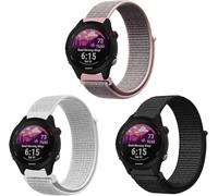 ZoRoll 18mm Nylon Bracelet pour Garmin Forerunner 265S/Forerunner 255S Music/Vivoactive 4S/Vivomove 3S/Venu 2S, 3 Pack Souple Élastique Bracelet pour Garmin Move 3S/HR Gen 4 -Noir+Blanc+Rose