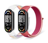 ZoRoll 2 Pack Bracelet Nylon Compatible avec Xiaomi Smart Band 10, Hommes et Femmes Souple Élastique Bracelets Bandes Montre Compatible avec Xiaomi Mi Band 10 - Coloré+Rouge