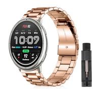 ZoRoll 20MM Métal Bracelet pour Amazfit Active2/GTS 4/3/2/2 Mini/Bip 3/3 Pro/Bip S, Acier Inoxydable Remplacement Bracelets pour Amazfit T-Rex 3 Pro 44mm/GTR Mini/GTR(42mm) - Or rose