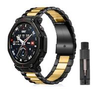 ZoRoll 22MM Métal Bracelet pour Amazfit T-Rex3 48mm/GTR 4/GTR 3 Pro/3/2e/2, Acier Inoxydable Remplacement Bracelets pour Amazfit Bip 6/Bip 5/Balance 2/1/Cheetah Pro/Pace/Stratos - Noir&or