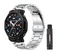 ZoRoll 22MM Métal Bracelet pour Amazfit T-Rex3 48mm/GTR 4/GTR 3 Pro/3/2e/2, Acier Inoxydable Remplacement Bracelets pour Amazfit Bip 6/Bip 5/Balance 2/1/Cheetah Pro/Pace/Stratos - Argent