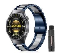 ZoRoll 22MM Métal Bracelet pour Huawei Watch GT6 Pro 46mm/6/GT5/4/3/Ultimate 2/Buds, Acier Inoxydable Remplacement Bracelets Compatible avec Huawei Watch 5 46MM/Watch4/3 - Bleu&argent