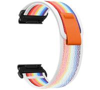 ZoRoll 22mm QuickFit Bracelet pour Garmin Fenix E/Fenix 8 47mm/7 Pro / 7/6 Pro / 6/5 Plus, Souple Élastique Nylon Bracelets pour Garmin Tactix 8 47mm/Descent G2/Epix - Arc en ciel Blanc