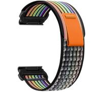 ZoRoll 22mm QuickFit Bracelet pour Garmin Fenix E/Fenix 8 47mm/7 Pro / 7/6 Pro / 6/5 Plus, Souple Élastique Nylon Bracelet pour Garmin Tactix 8 47mm/Descent G2/Epix - Arc en ciel Noir