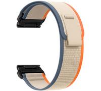 ZoRoll 26mm QuickFit Bracelet pour Garmin Fenix 8 51mm/Fenix 7X Pro/7X/6X/5X/5X Plus, Souple Élastique Nylon Bracelet pour Garmin Enduro 3/Enduro/tactix 7 AMOLED/Epix Pro 51mm - Orange&Beige