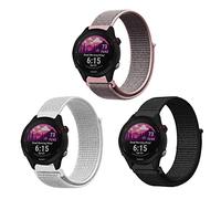 ZoRoll 3 Pack 18mm Bracelet Nylon pour Garmin Forerunner 265S/Forerunner 255S Music/Vivoactive 4S/Vivomove 3S/Venu 2S, Souple Élastique Bracelet pour Garmin Move 3S/HR Gen 4 - Noir+Blanc#1+Rose
