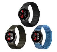 ZoRoll 3 Pack 20mm Bracelet Nylon pour Garmin Forerunner 70/170/170 Music/570 42mm/165/245/645, Souple Élastique Bracelet pour Garmin Vivoactive 6/5/Approach S50/S44/vívomove/Venu - Troiscouleurs#3