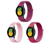 ZoRoll 3 Pack 20mm Bracelet Nylon pour Samsung Galaxy Watch 7/6 Classic/6/5 Pro/5/4, Souple Élastique Bracelet pour Samsung Galaxy Watch FE 40mm/Active 2 - Rose Clair + Violet + Rose Foncé