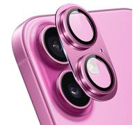 ZoRoll Protecteur Caméra Alliage D'aluminium Coque HD Verre Trempé Protection Lentille pour iPhone 16/16 Plus - Rose