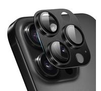 ZoRoll Protecteur Caméra Arrière Compatible avec iPhone 16 Pro/16 Pro Max, Coque Lentille en Alliage D'Aluminium avec Verre Trempé HD - Noir