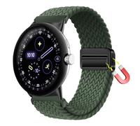 ZoRoll Tressé Bracelets Compatible avec Google Pixel Watch 4 41mm/3/2/1, Nylon Bandes Fermoir Magnétique, Femme Homme Bracelet Montre pour Google Pixel Watch 3 41MM/Watch2/Watch1 - Vert foncé6#