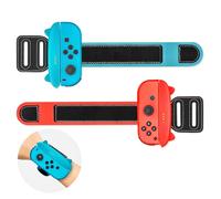 Zorplex 2 Pack Bracelets pour Manettes Nintendo Switch/Switch OLED Joy Con, Élastiques Réglables pour Jeux de Danse et Fitness, Compatibles 2025-2021et Zumba Burn It Up, (Rouge et Bleu)