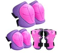 Zorplex Protection Roller Enfant, Kit de Protection pour Patins à roulettes vec Genouillères, Coudières et Protèges-Poignets 6 en 1, Equipement de Protection pour Le Patinage, Velo, Skateboard (Pink)