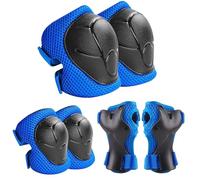 Zorplex Protection Roller Enfant, Kit de Protection pour Patins à roulettes vec Genouillères, Coudières et Protèges-Poignets 6 en 1, Equipement de Protection pour Le Patinage, Velo, Skateboard (Blue)