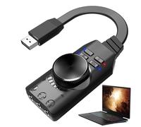 ZORQ Prise USB Audio,Carte Son Virtual 7.1 Surround Sound pour PC avec contrôle du Volume | Audio USB Portable, Carte Son 3,5 mm, Interface Audio USB sans Pilote pour Casque, Casque, Ordinateur