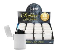 Zorr® Boîte de 20 briquets tempête - Blanc - Jet flamme haute performance jusqu'à 1300 °C - Surface douce au toucher de qualité supérieure - Résistant au vent - Rechargeable et flamme réglable - Pour