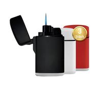Zorr® Lot de 3 briquets tempête - Jet flamme haute performance jusqu'à 1300 °C | Surface Soft Touch de qualité supérieure | Résistant au vent, rechargeable et flamme réglable - Parfait pour