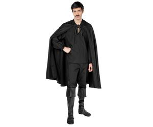 Zorro Cape - Accessoire de costume du vengeur noir pour carnaval, Halloween et fête à thème