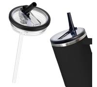 ZORTVUL Lot De 1 Couvercles De Rechange Pour Stanley Cup Flip Straw - Pour Gobelet De 1000 Ml - Avec 1 Pailles - Couvercle Étanche (Noir)