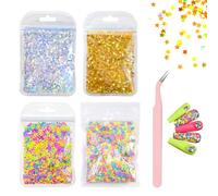 ZORTVUL Paillettes Pour Ongles, Autocollants Fluorescents Pour Ongles Set, 4 Pièces Papillons, Cœurs Et Rondes, Pour Paillettes Ultrafines Décoration Ongles Femme