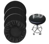 zorvixal 4 Pièces Housse Tabouret de Travail PU Pivotant, 30-36cm Housses de Tabouret à roulettes Imperméable Cuir, Housse Tabouret Noir à Haute Elasticité, pour Chaise Esthetique, Coiffure, Bureau