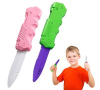 ZORVUJI 2 Pièces Couteaux Magiques Rétractables Faux Couteaux de Théâtre Accessoires de Farce pour Adultes et Spectacles de Magie (Rose, Vert)