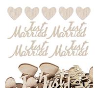 ZORVUJI Décoration Table Mariage - 60 Pièces de Confettis en Bois 'Just Married' & Cœurs - Rustique pour Mariage