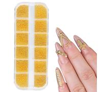 ZORVYN 1 boîte Perles caviar pour ongles, or et argent, perles pour nail art, perles caviar pour ongles, perles pour accessoires de nail art,strass ongle nail art doré nail