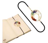 ZORVYN 1 pièce Marque-page élastique Chakra Cristal Pierre de guérison Métal vintage Marque-page artisanal Cristal Porte-bonheur pour amateurs de livres, journaux reliés et carnets