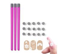 ZORVYN 1 Set Stylo Nail Art Portable DIY, Kit Tampon Ongles avec 3 Stylos de Stamping et 15 Pointes de Rechange pour Manucure Créative