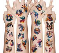 ZORVYN 10 pcs Tatouages Éphémères Enfant Animaux Aquarelle pour Filles et Garçons, Tatouages Temporaires pour Bras, Épaule et Corps, Décorations de Fête d'Anniversaire