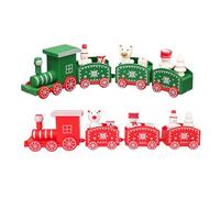 ZORVYN 2 Pcs Décoration de Noël Mini Train en Bois Décoratif pour Table, Sapin de Noël et Fêtes - Cadeau Idéal pour Noël et Nouvel An (Vert Rouge)