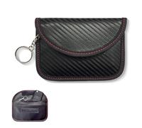 ZORVYN 2 Pièces Pochette de Protection Keyless Go pour Clés de Voiture, Étui Anti-Vol avec Blindage de Signal, Crochet et Anneau Porte-Clés (Cuir Fibre de Carbone)