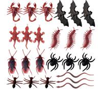 ZORVYN 24 Pcs Insectes Réalistes en Plastique, Blattes, Mille-Pattes Artificiels, Scorpions, Accessoires de Farces et Attrapes, Décoration Effrayante pour Halloween et Fêtes